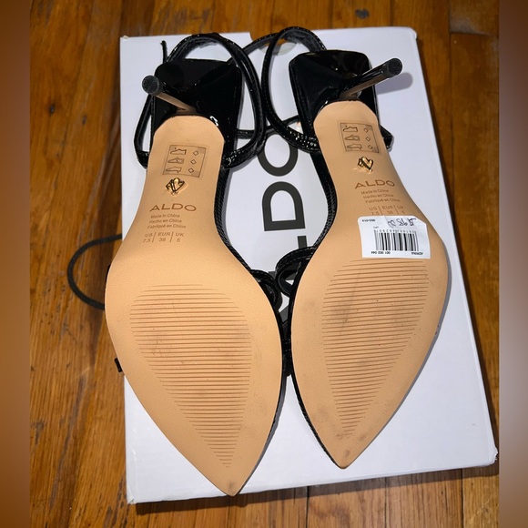 Aldo Elegant Adrina Black Strappy Sandals 7.5 - Picture 6 of 9